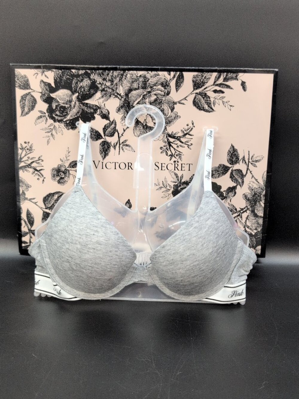 Victoria Secret Pink Wear Everywhere Push Up Bra 34A Medium Heather Grey